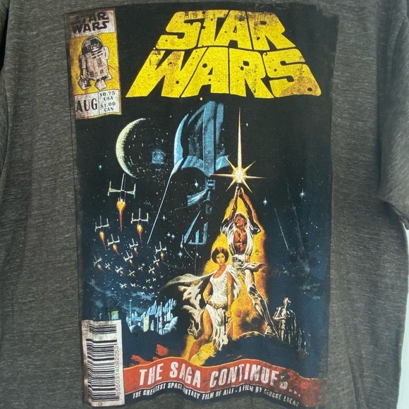 Star Wars Men's '90s Vintage The Saga Continues Comic Book Label Tshirt Brown, L - Picture 3 of 13